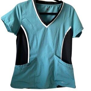 New York Laundry Medics Teal & Black Womens Scrub Top S